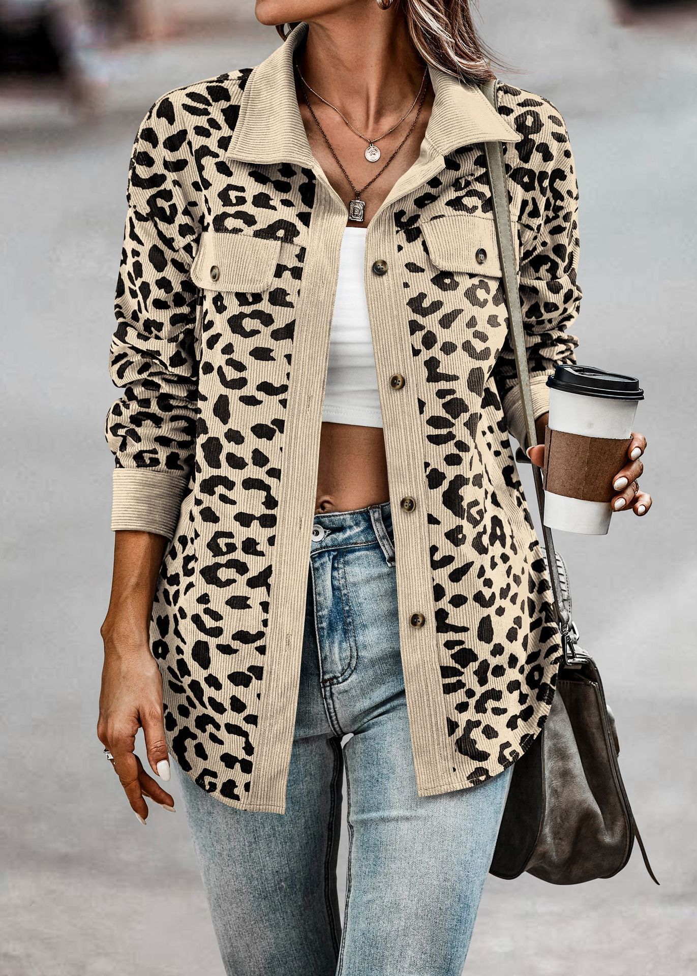 Leopard Print Long Sleeve Jacket