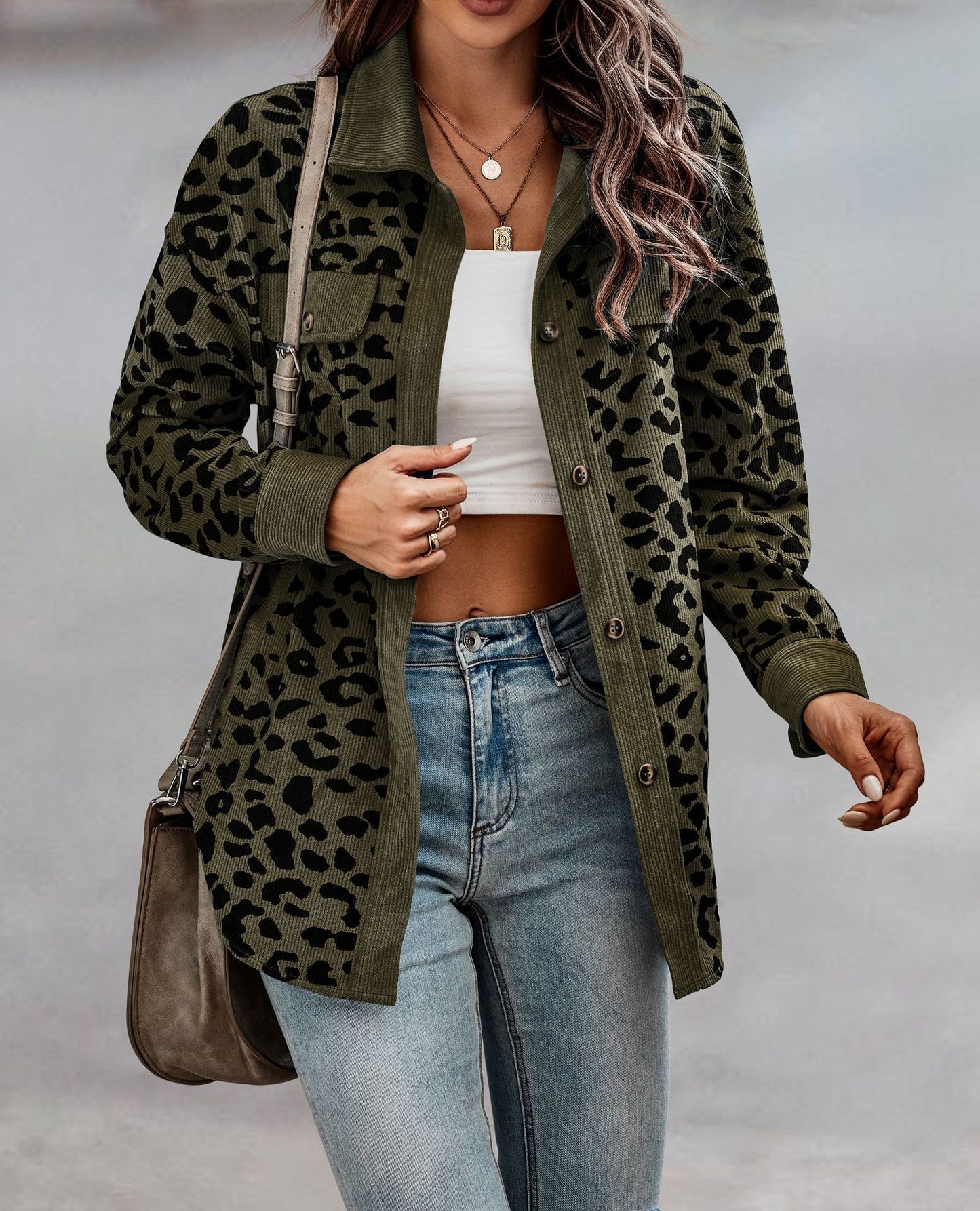 Leopard Print Long Sleeve Jacket
