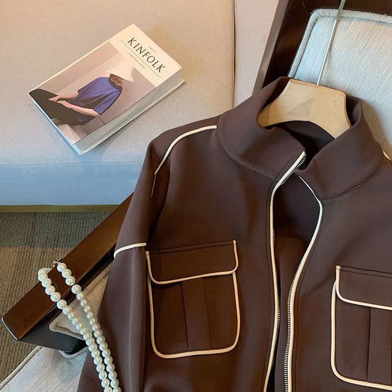 Pocket Stand-up Collar Baseball Jacket