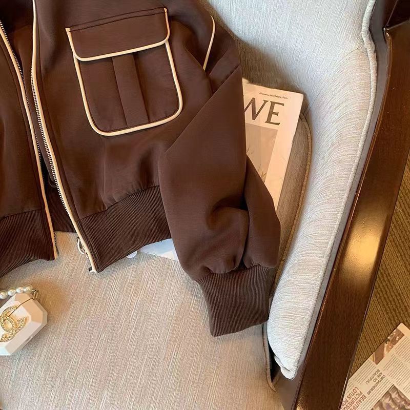 Pocket Stand-up Collar Baseball Jacket