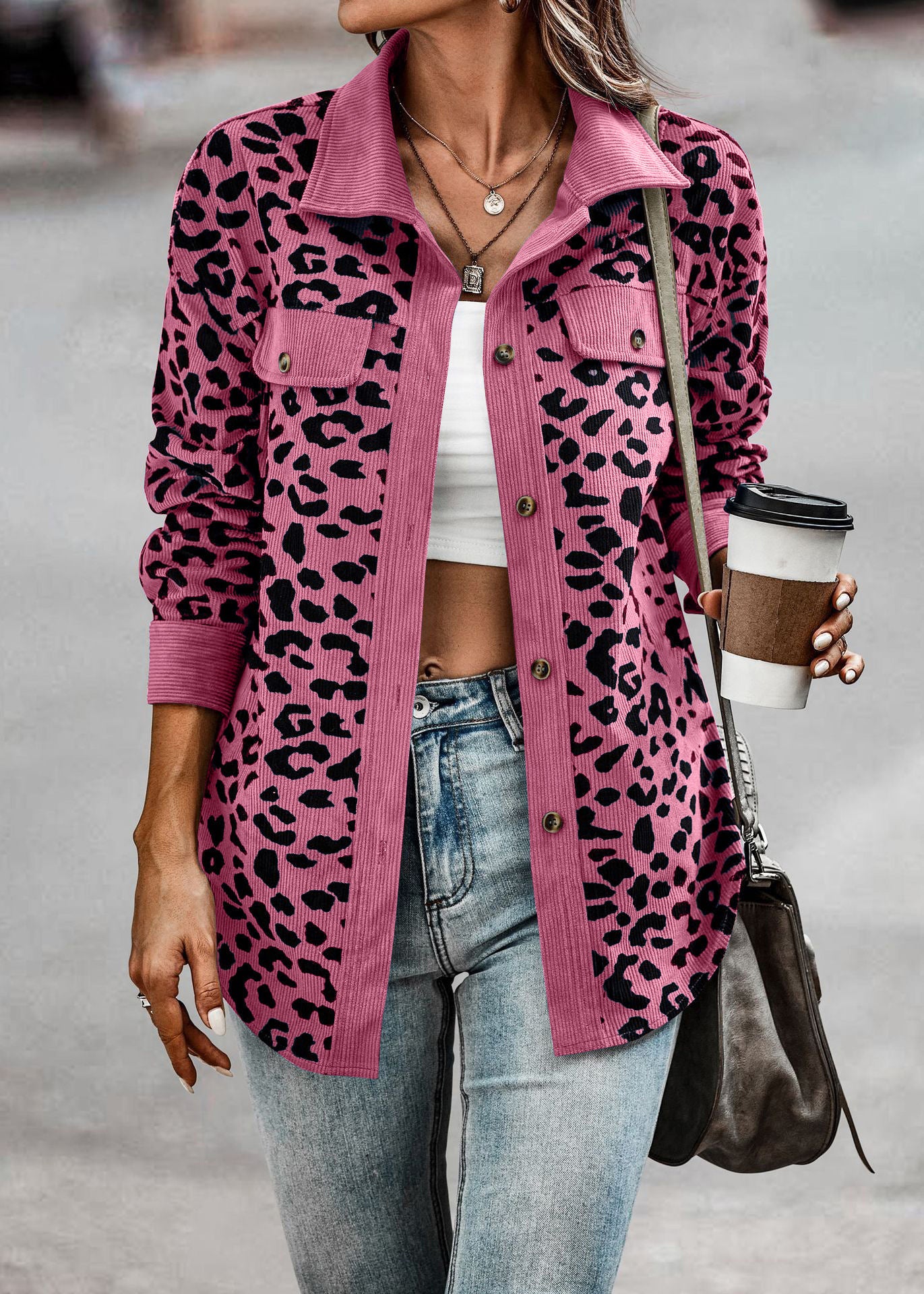 Leopard Print Long Sleeve Jacket