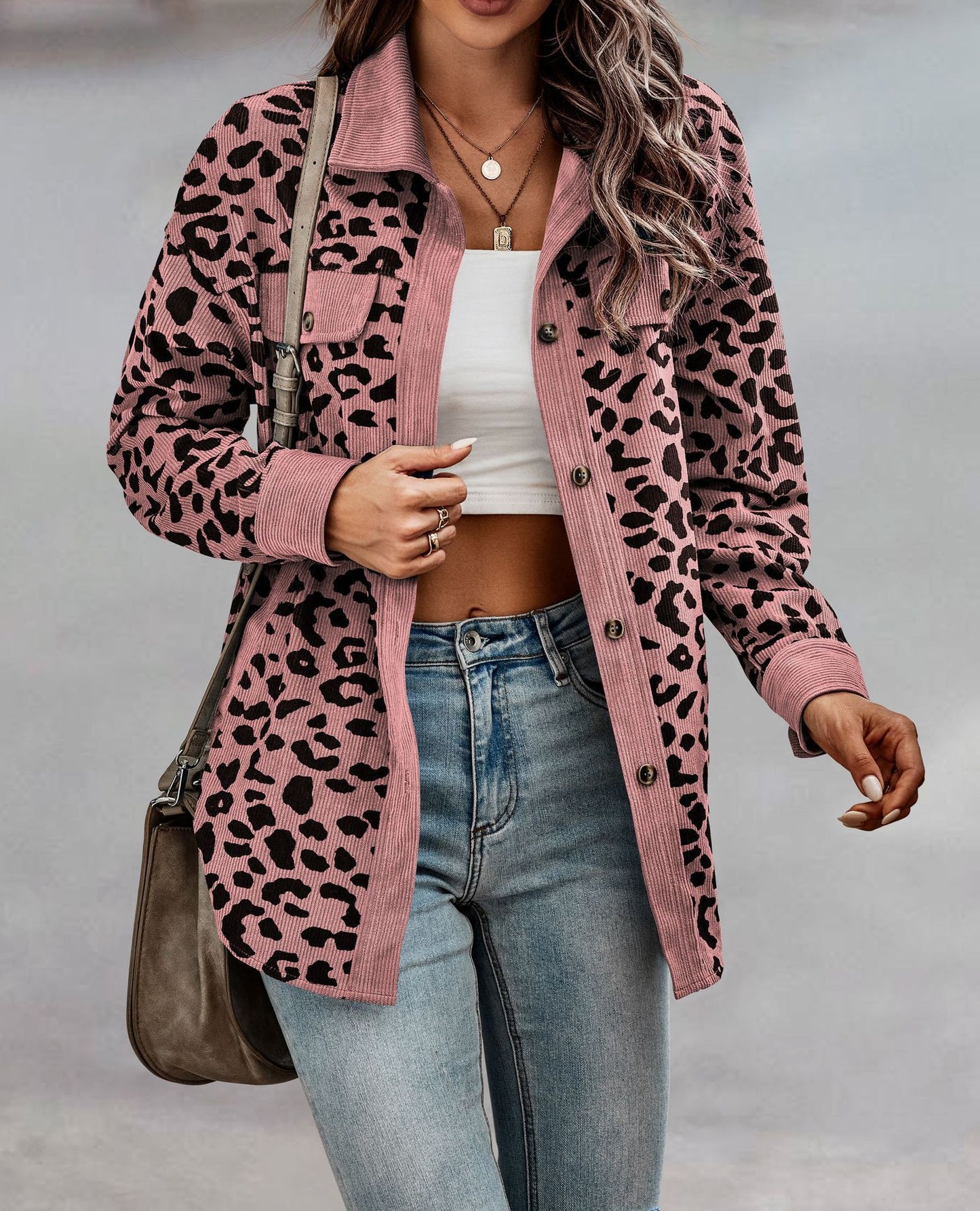 Leopard Print Long Sleeve Jacket