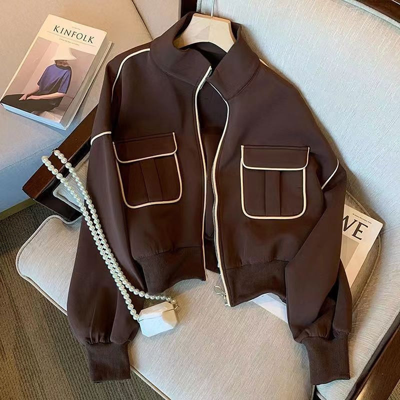 Pocket Stand-up Collar Baseball Jacket