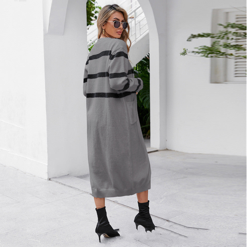 Women Striped Stitching Jacket