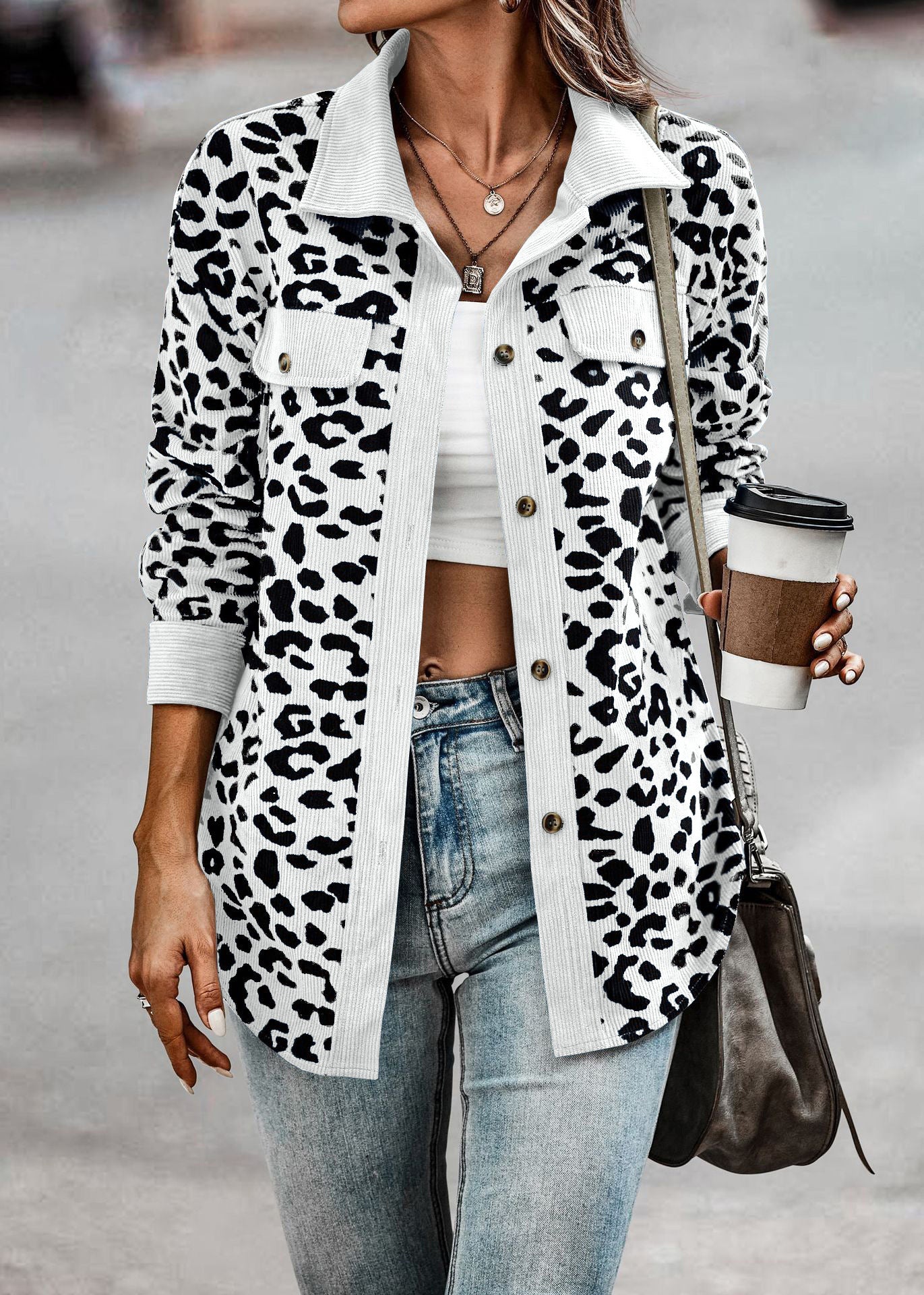 Leopard Print Long Sleeve Jacket