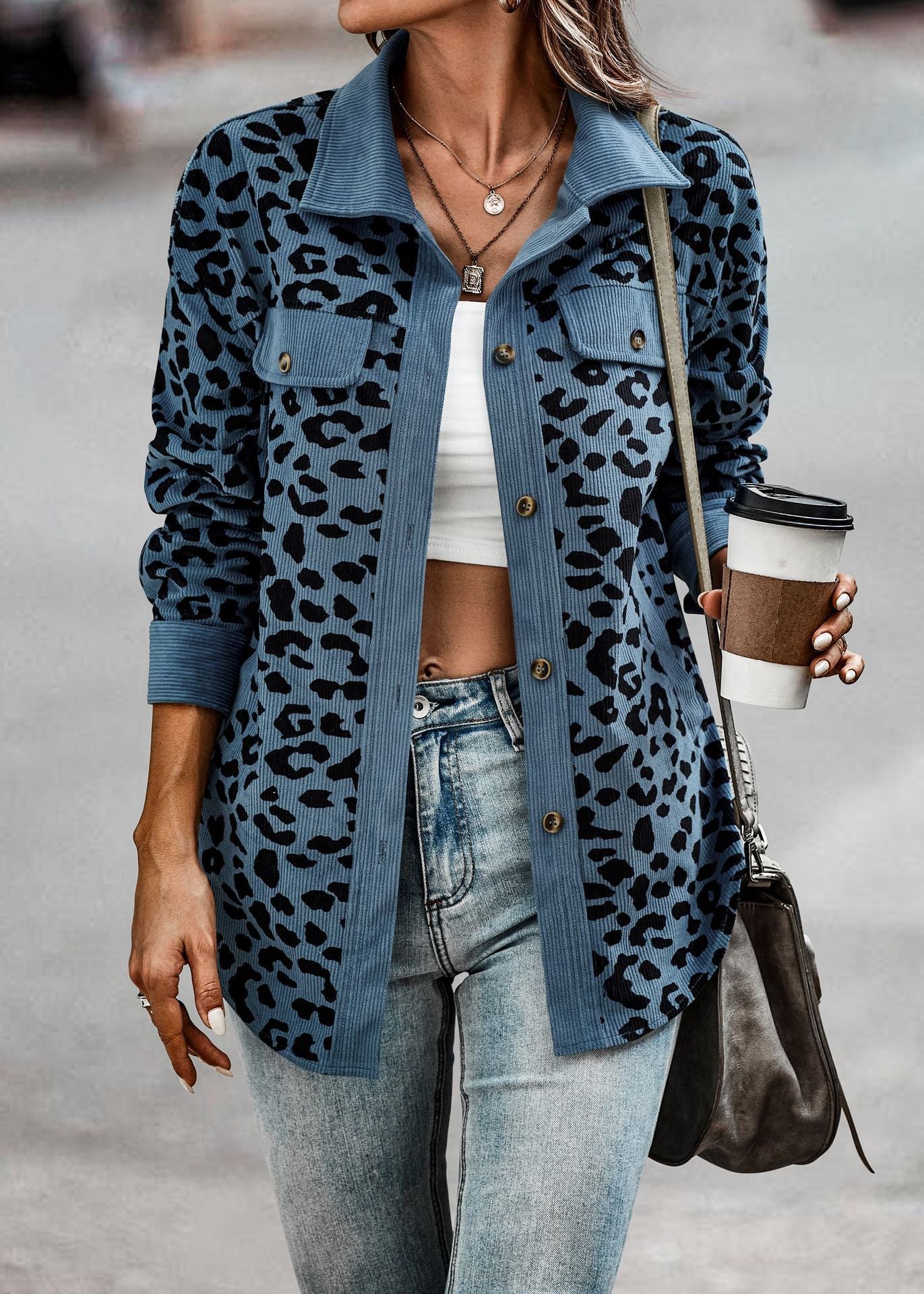 Leopard Print Long Sleeve Jacket