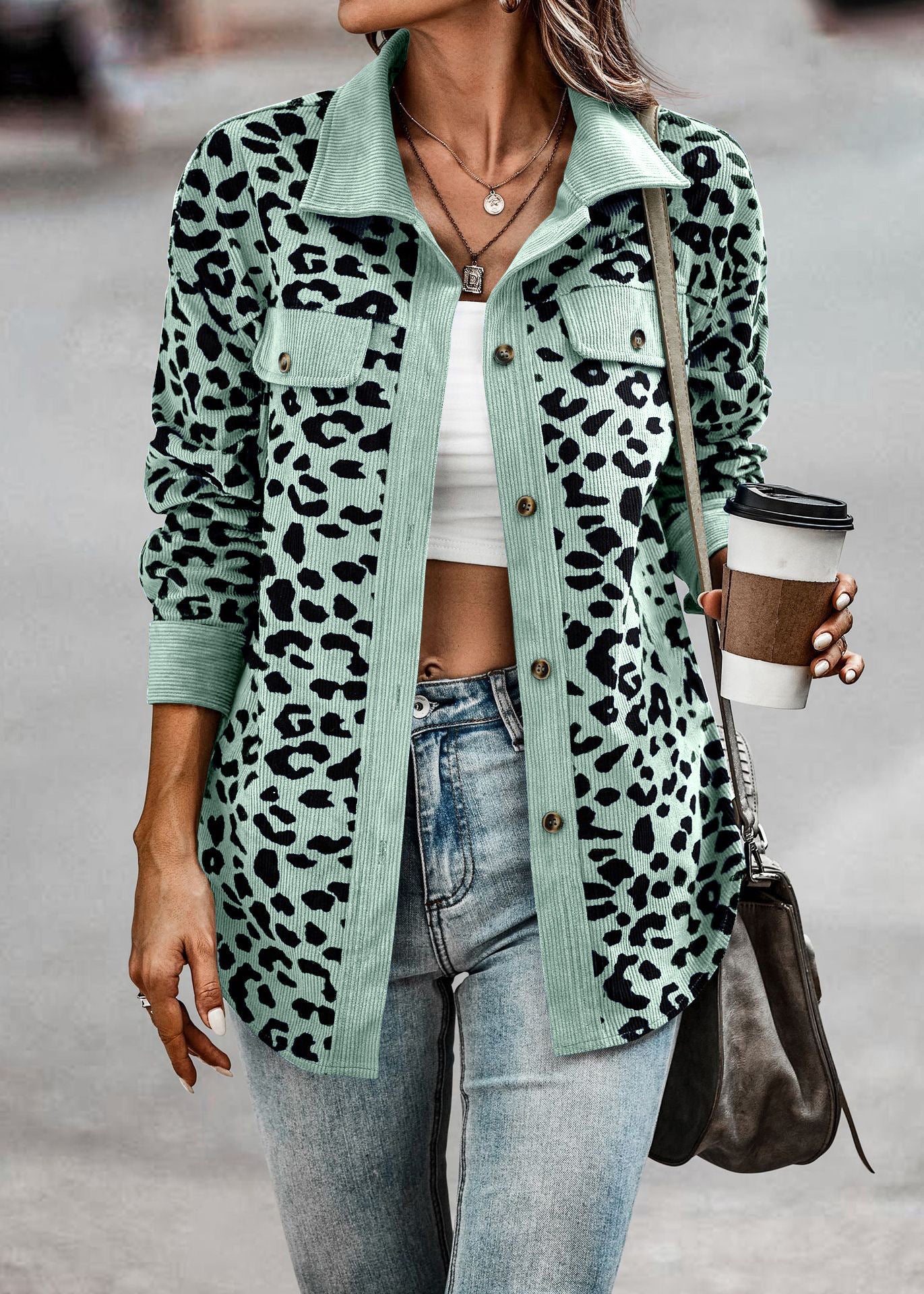 Leopard Print Long Sleeve Jacket