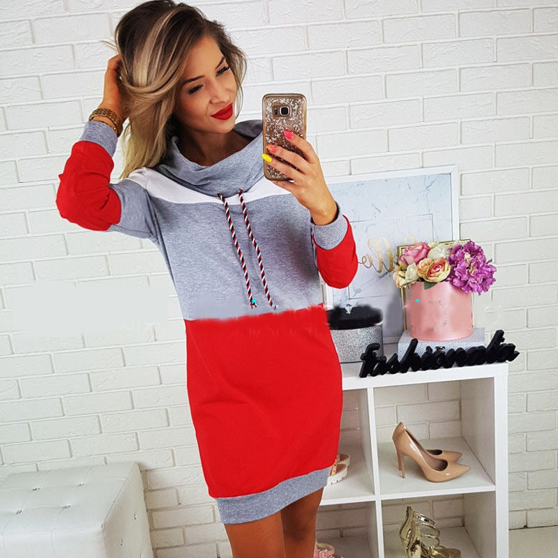 Women Long Sleeve Hooded Dress