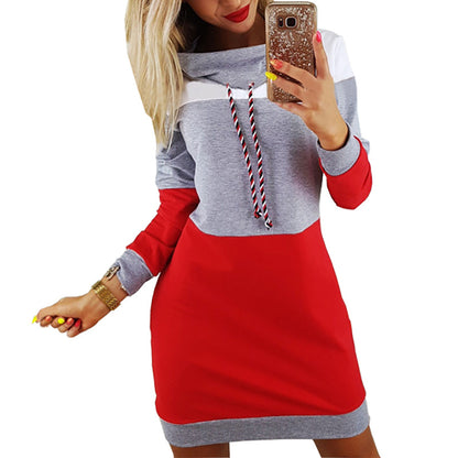 Women Long Sleeve Hooded Dress