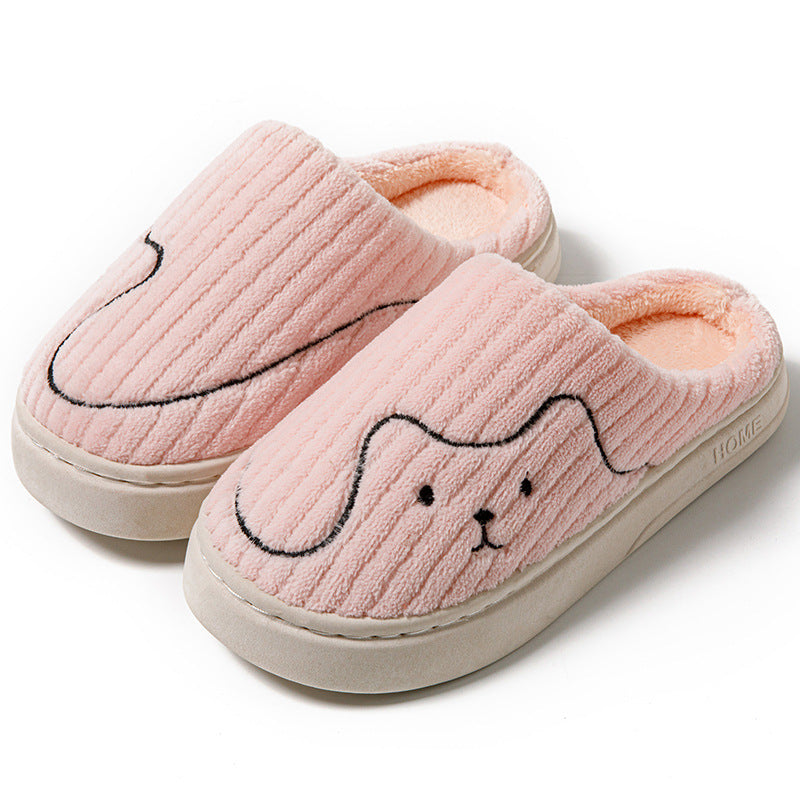 Plush Striped Cat Slippers