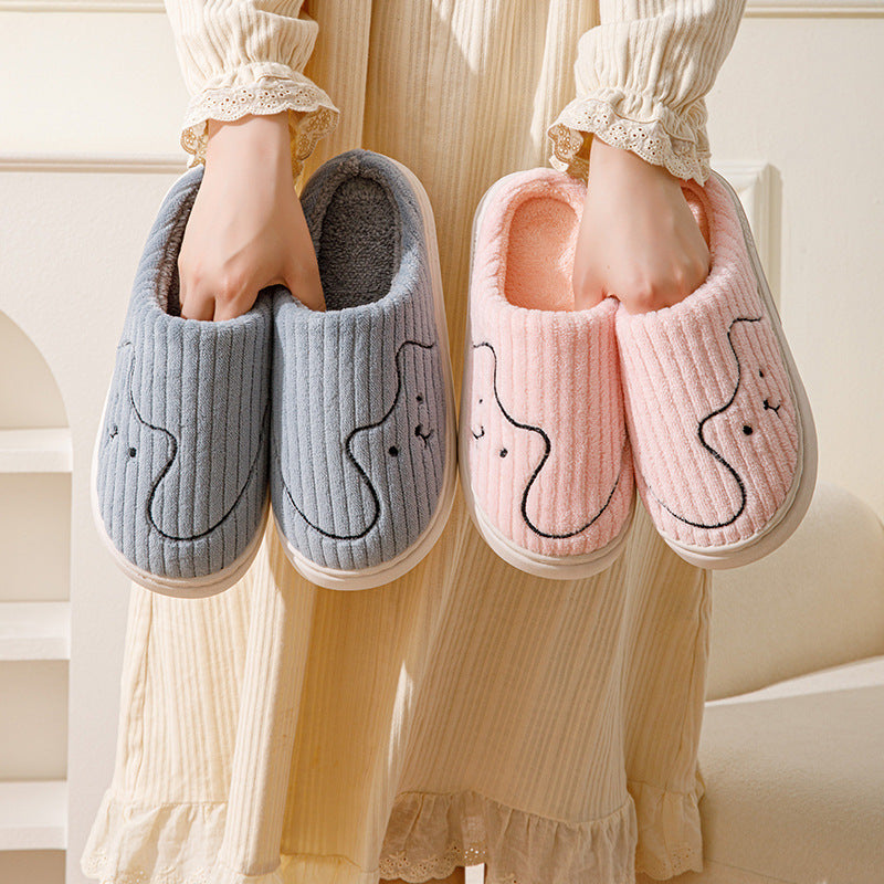 Plush Striped Cat Slippers